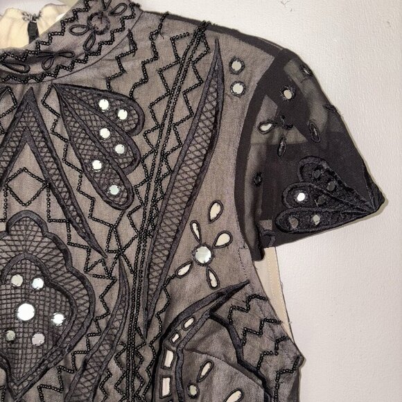 Alice and Olivia Viktoria High Neck Beaded Top Women's Size 2 - Picture 5 of 13